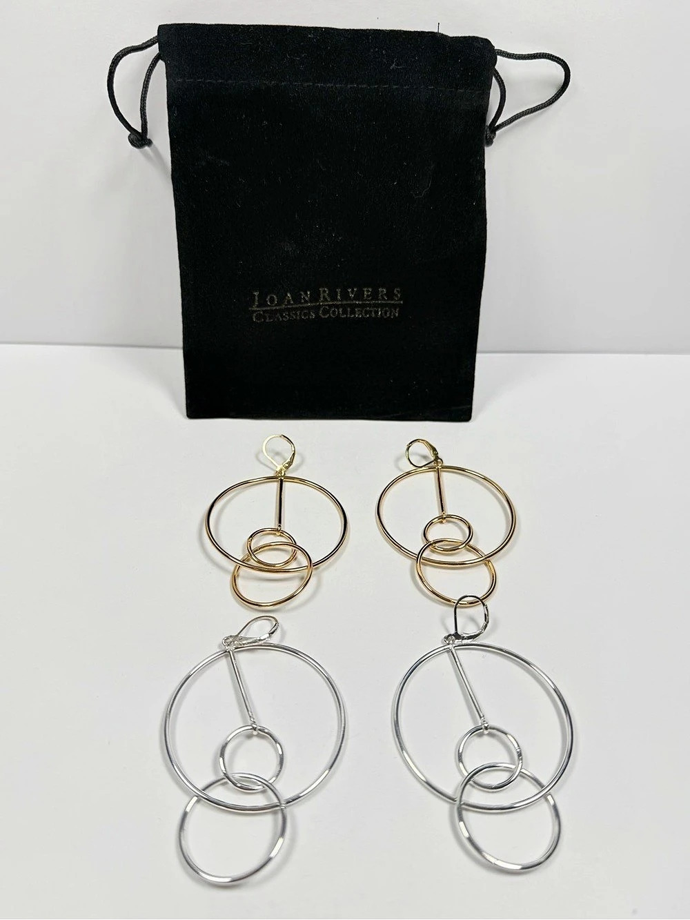 Joan Rivers Classics Collection Gold & Silver Drop Earrings Like New